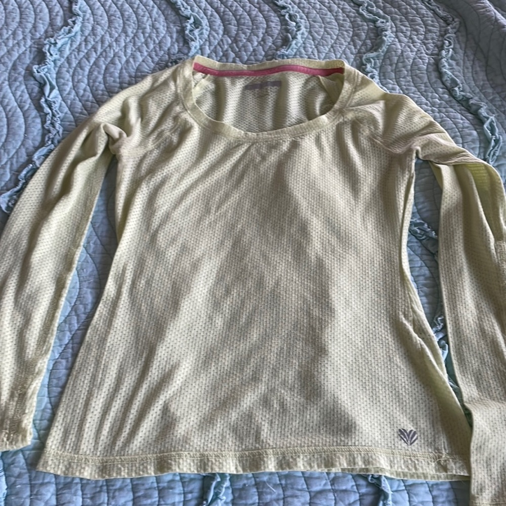 Women’s yellow long sleeve yoga/running shirt